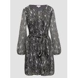 Cocktailjurk - Dierenprint - Chiffon - V-hals - Lange Mouw