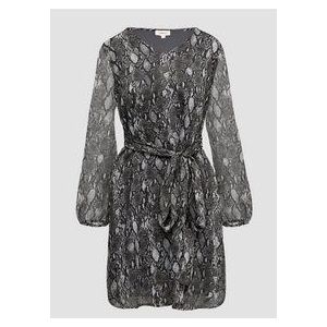 Cocktailjurk - Dierenprint - Chiffon - V-hals - Lange Mouw