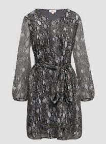 Cocktailjurk - Dierenprint - Chiffon - V-hals - Lange Mouw