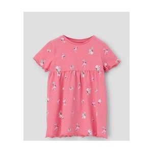 Jurk - Katoenen Jurk - Met Plooien - Ronde Halslijn - Korte Mouwen