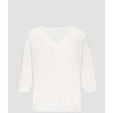 s.Oliver - 2150602 - T-shirt - Wit - V-hals, 3/4 Mouwen, Losse Pasvorm