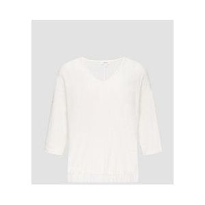 s.Oliver - 2150602 - T-shirt - Wit - V-hals, 3/4 Mouwen, Losse Pasvorm