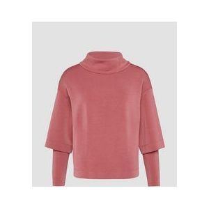 s.Oliver - Gelaagde Scuba Sweatshirt - Dames - Roze - Opstaande Kraag