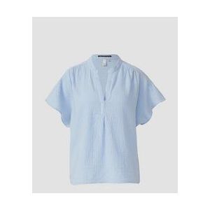 Q/S designed by - Blouse - Blauw - Korte Mouwen - Van Mousseline