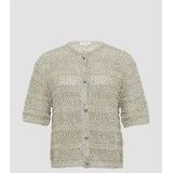 s.Oliver - Gebreid Vest - Lichtbruin - Normale Pasvorm - Halve Mouw