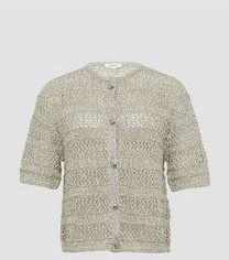 s.Oliver - Gebreid Vest - Lichtbruin - Normale Pasvorm - Halve Mouw