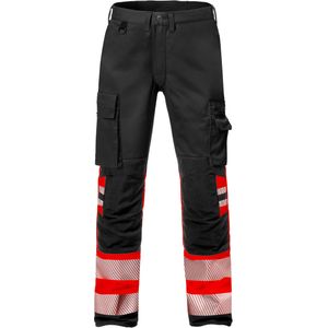 Fristads Hi Vis Broek Stretch Klasse 1 2705 Plu - Hi-Vis rood/zwart