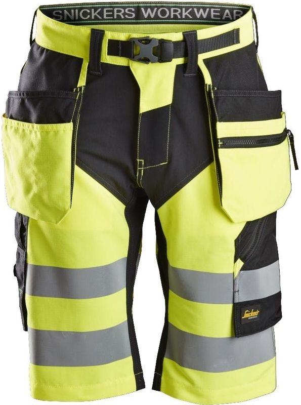 Snickers Workwear FlexiWork, High-Vis Korte Broek+ met Holsterzakken Klasse 1 - 6933