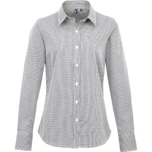 Premier Women´s Microcheck (Gingham) Long Sleeve Cotton Shirt