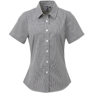 Premier Women´s Microcheck (Gingham) Short Sleeve Cotton Shirt