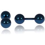 LGT Jewels Stud oorbellen Dubbele Bol Blauw 4mm