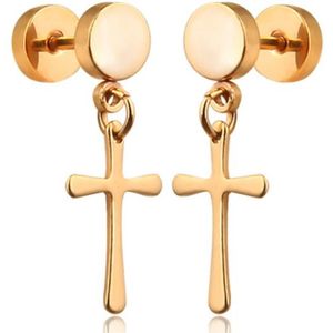 Cross Stud oorbellen Titanium Gold