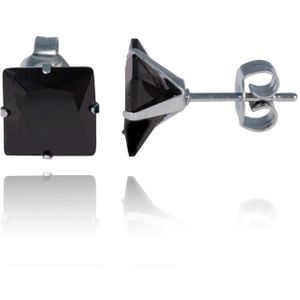 LGT Jewels Stud oorbellen Edelstaal Classic Black 8mm