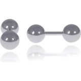 LGT Jewels Stud oorbellen Dubbele Bol Zilver 6mm