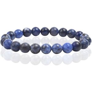 Natuursteen Armband met 8mm Kralen Memphis - Sodalite Dark