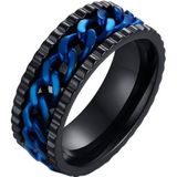 LGT Jewels edelstaal heren ring Cuban Link Zwart Blauw-18mm