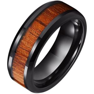 Wolfraam heren ring Tom Jaxon zwart Glans Palissander Inlay-21.5mm