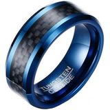 Wolfraam heren ring Carbon Fiber Blauw Zwart 8mm-20mm