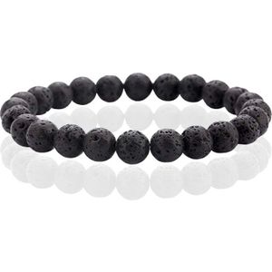 Natuursteen Armband met 8mm Kralen Memphis - Lava