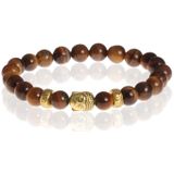 Heren kralen armband Tigereye Buddha Gold