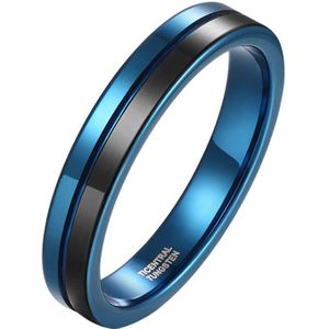 Wolfraam heren ring Groef Blauw Zwart 4mm-20mm