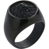 Mendes heren ring Leeuw Edelstaal Zwart-21mm