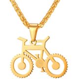 Heren ketting met hanger edelstaal Gold Bicycle