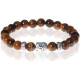 Heren kralen armband Tigereye Buddha Silver