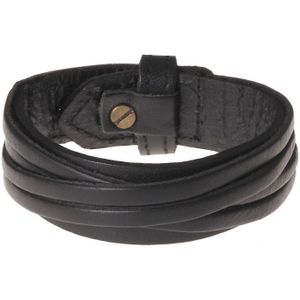 Zwarte leren armband met gesneden leer