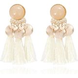 Tassel Oorbellen met Elegante Steen van Deja Jewels - Wit