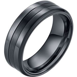 Zwarte stalen heren ring Mat Glans 8mm-20mm