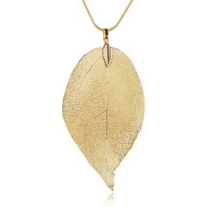 Dames ketting Blad Kettinghanger Leaf Slang Ketting Goudkleurig