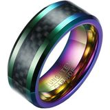Wolfraam heren ring Carbon Fiber Multicolor Zwart 8mm-18mm