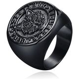 Mendes Nordic Ring - Runic Wolf Black-17mm