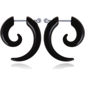 Stud oorbellen Tribal Bone Zwart-15mm