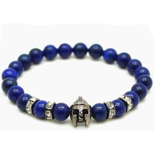 Kralen heren armband Blue Lapis Lazuli Spartan Helmet