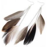 Veren oorbellen Summer Feather Grey