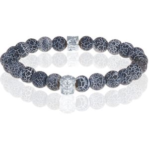 Memphis armband Frosted Agaat Silver Skull