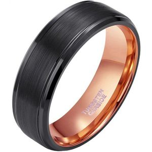 Herenring Wolfraamcarbide Zwart Rose 8mm-21mm