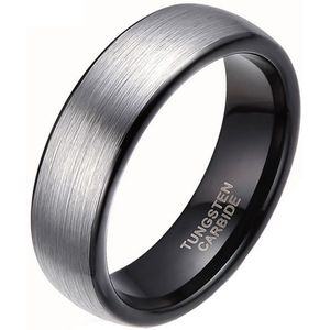 Wolfraam ring geborsteld zilver met Zwart 6mm-23mm