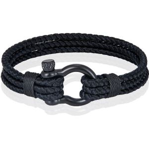 Triple Rope Armband Boegbeugel - Zwart-19cm