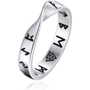 Mendes Nordic Heren Ring- Rune Script Silver-21.5mm