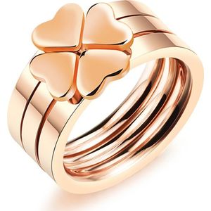 Damesring Rosegoud Staal Three Part Hearts-20mm