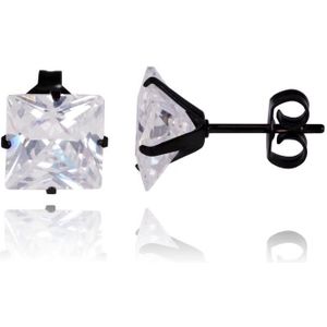 LGT Jewels Stud oorbellen Black Edition Square 8mm