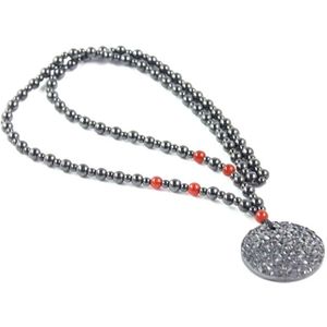 Memphis heren ketting Magnetische Hematiet kralen Rode Onyx Amulet
