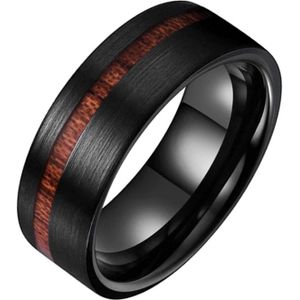 Tom Jaxon heren ring Wolfraam Mat Zwart Hout Groef-21mm