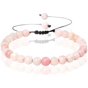 Memphis No.2 Natuursteen  Armband Dames - 6mm Pink Opal