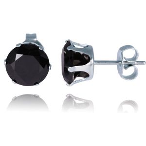 LGT Jewels Stud oorbellen Edelstaal Classic Round Black 6mm
