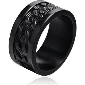 Zwarte mannen Ring Verweven Band - Mendes Jewelry-17mm