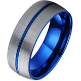 Wolfraam heren ring Groef Geborsteld Zilverkleurig Blauw-19mm